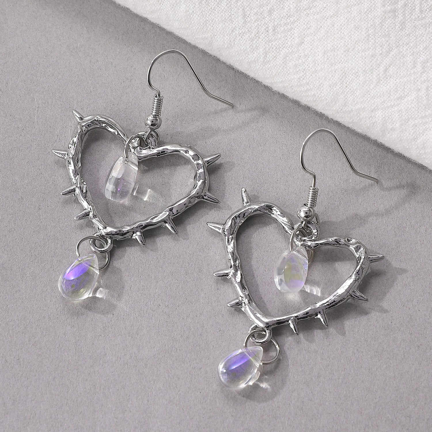Wholesale Fashionable Handmade Thorn Heart Cross Earrings